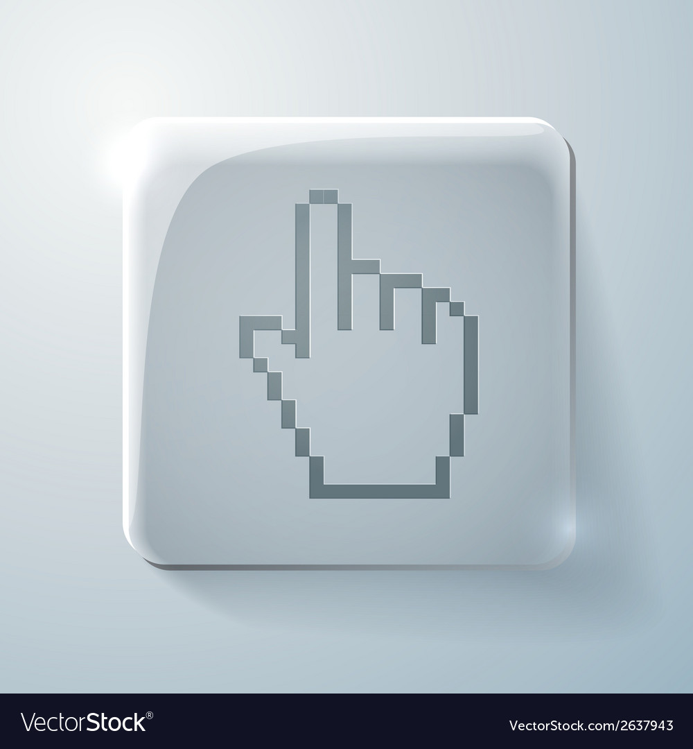 Glass square icon mouse hand cursor Royalty Free Vector