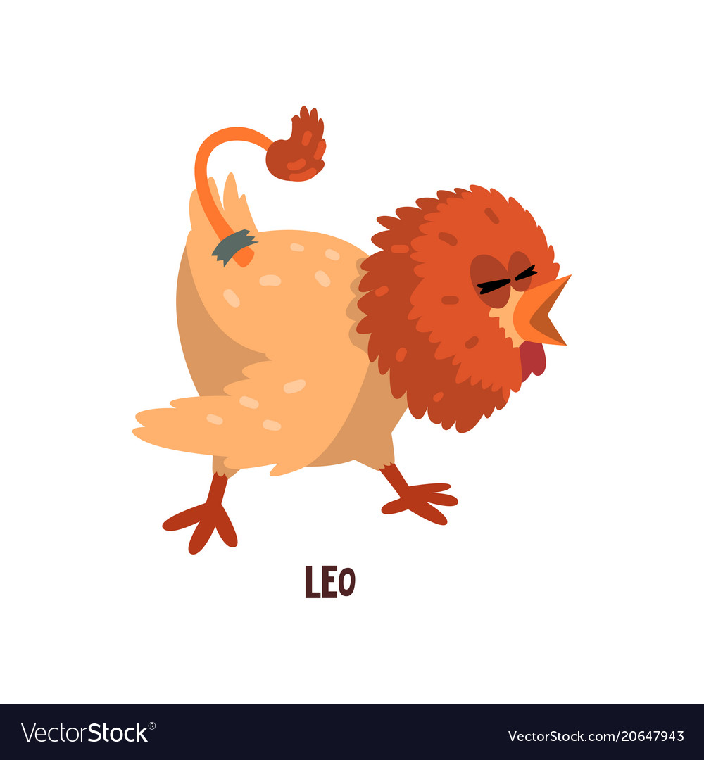 Leo zodiac sign funny chick character horoscope Vector Image Leo zodiac sign funny chick character horoscope Vector Image