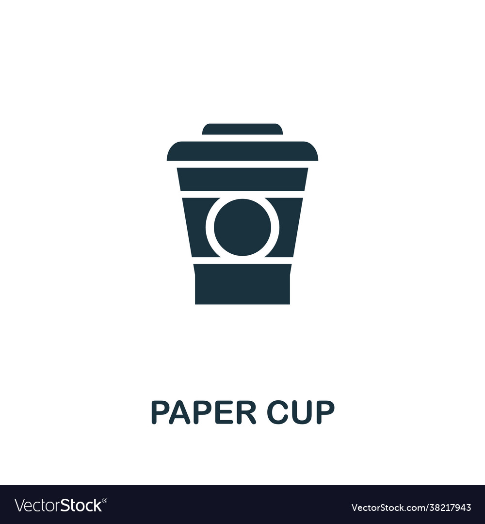 Paper cup icon monochrome simple element from vector image Paper cup icon monochrome simple element from