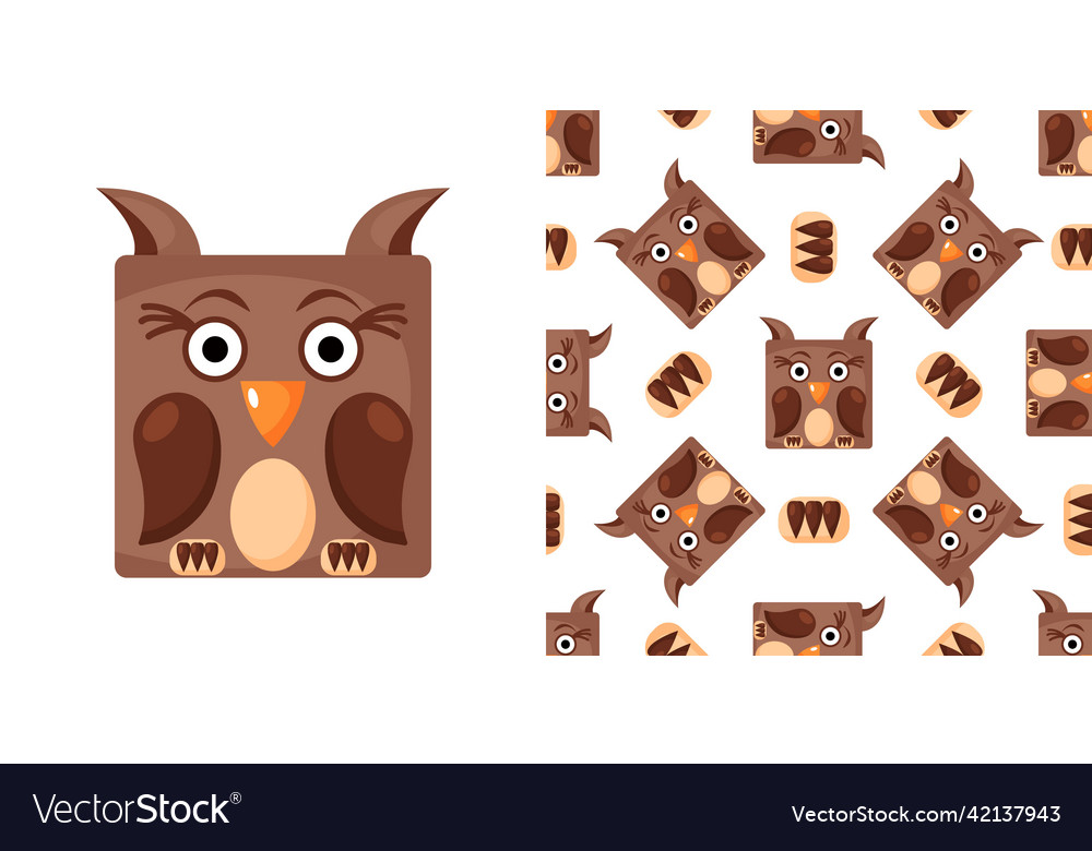 Seamless pattern of owl square Vector Image Seamless pattern of owl square