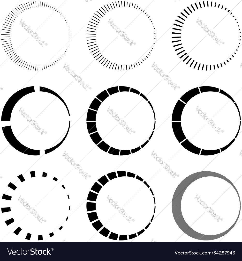 Set circular radial radiating lines beams rays vector image Set circular radial radiating lines beams rays