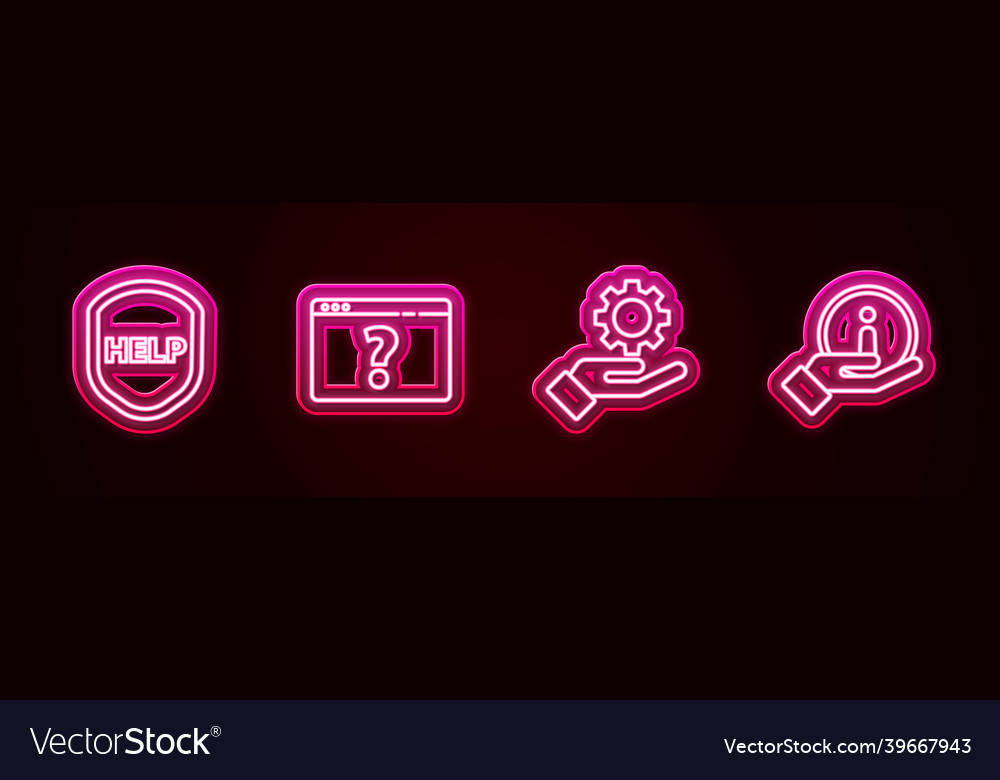 Set line shield with text help browser question vector image Set line shield with text help browser question