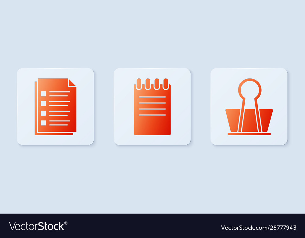Set notebook file document and binder clip white