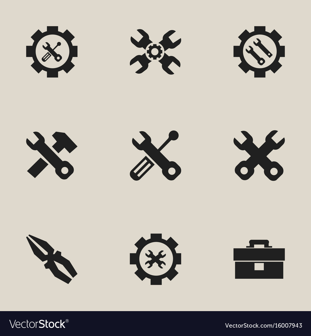 Set of 9 editable toolkit icons includes symbols