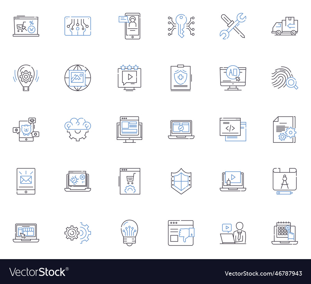 Social technologies line icons collection nerking Vector Image