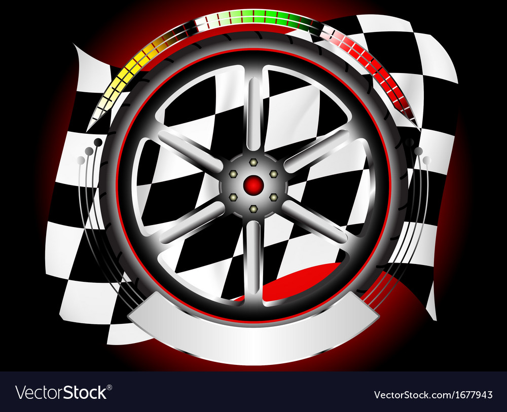 Wheel alloy emblem with race flag