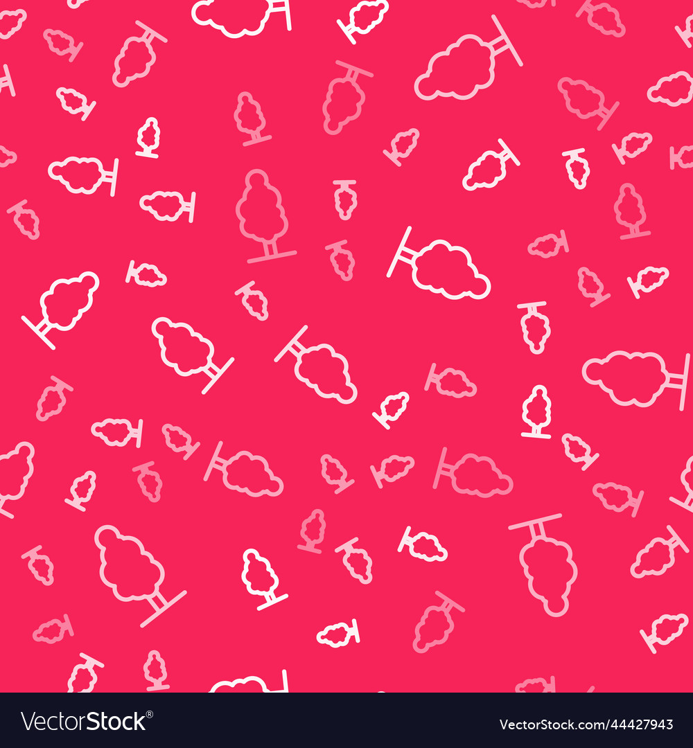 White line tree icon isolated seamless pattern
