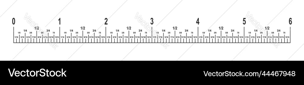 6 Inch Ruler with Fraction Markings – Royalty-Free Vector | VectorStock