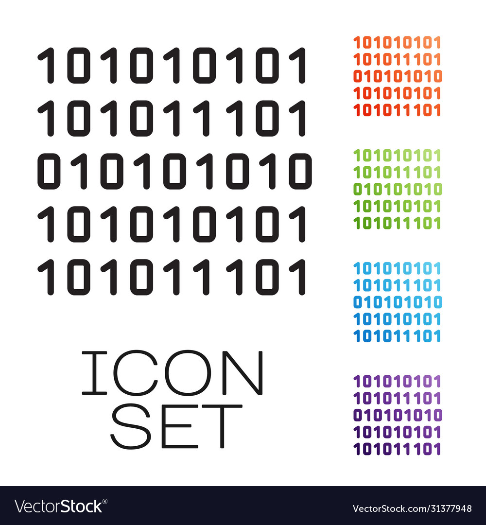Black line binary code icon isolated on white vector image Black line binary code icon isolated on white