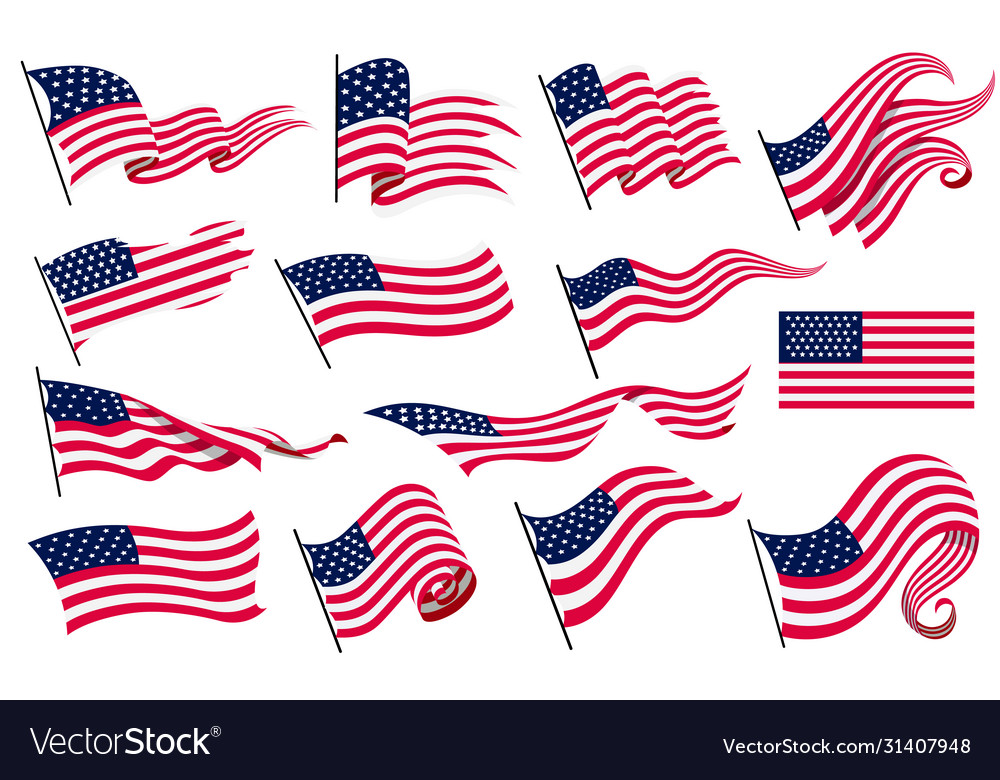 Collection waving flags united states