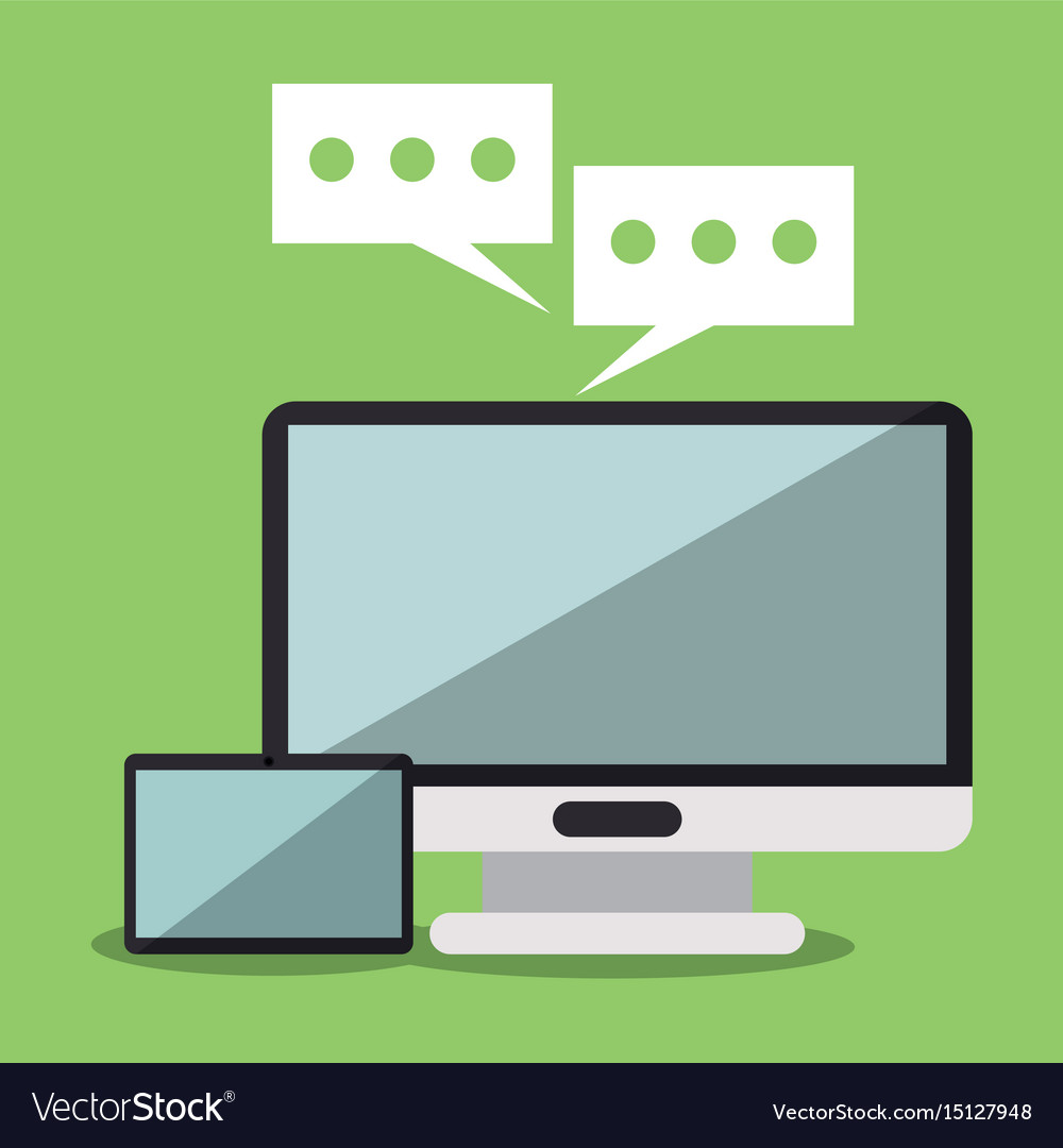 Colorful background with desktop computer