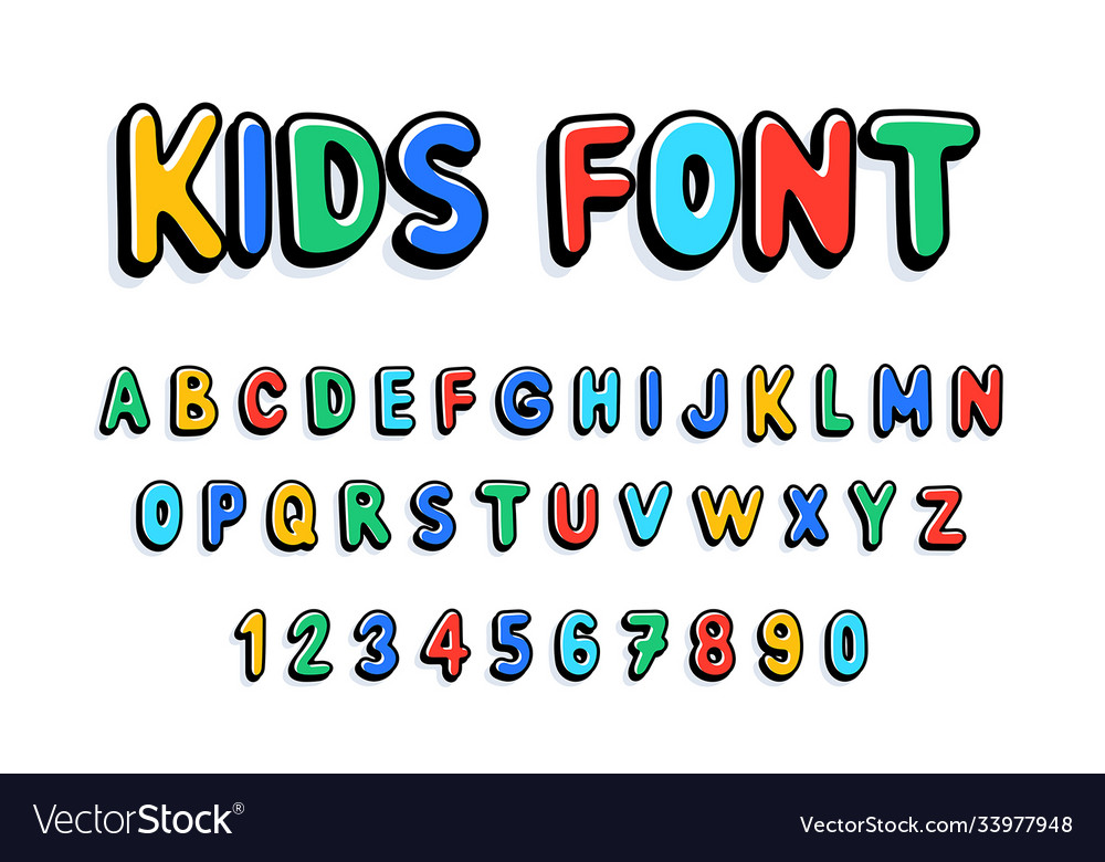 Kids font Royalty Free Vector Image - VectorStock