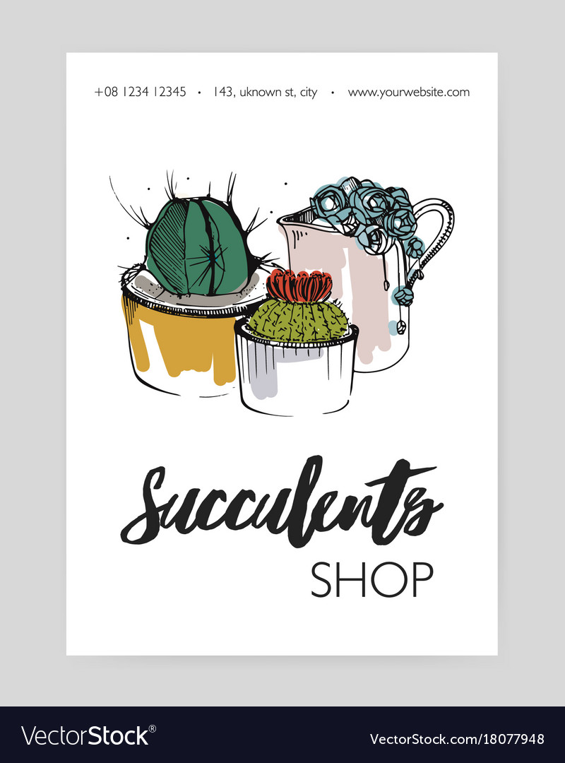 Leaflet template with several different succulents