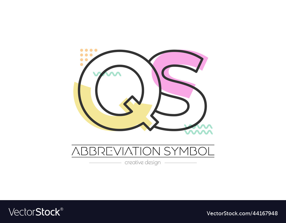 Letters q and s merging of two initials vector image Letters q and s merging of two initials
