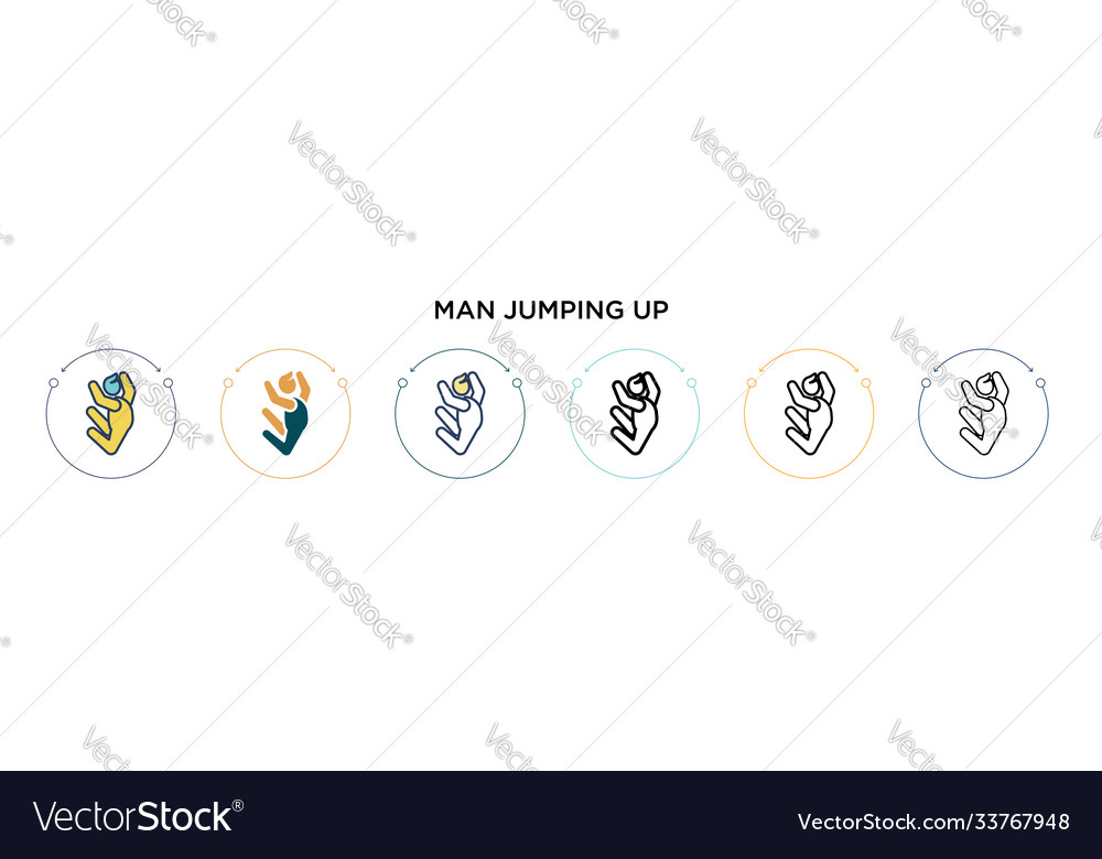 Man jumping up icon in filled thin line outline