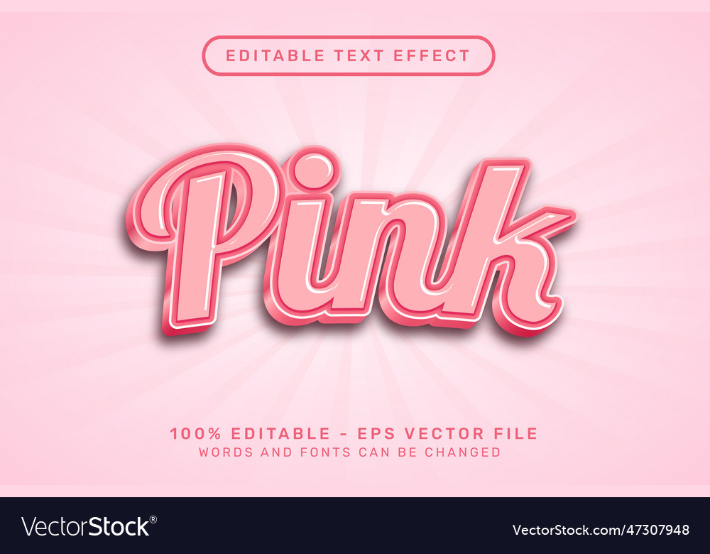 Pink 3d text effect and editable