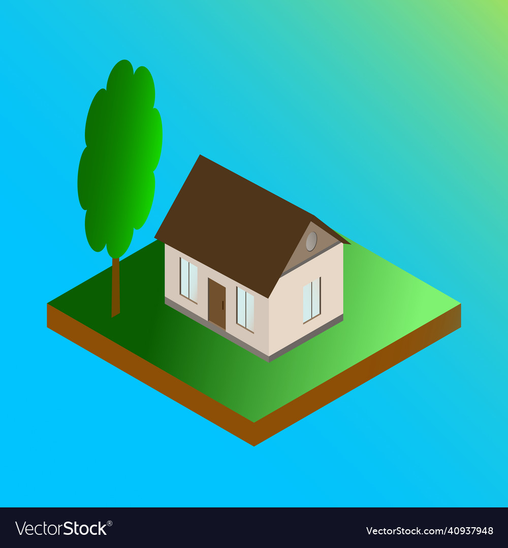 Private house on a plot of land with trees Vector Image Private house on a plot of land with trees