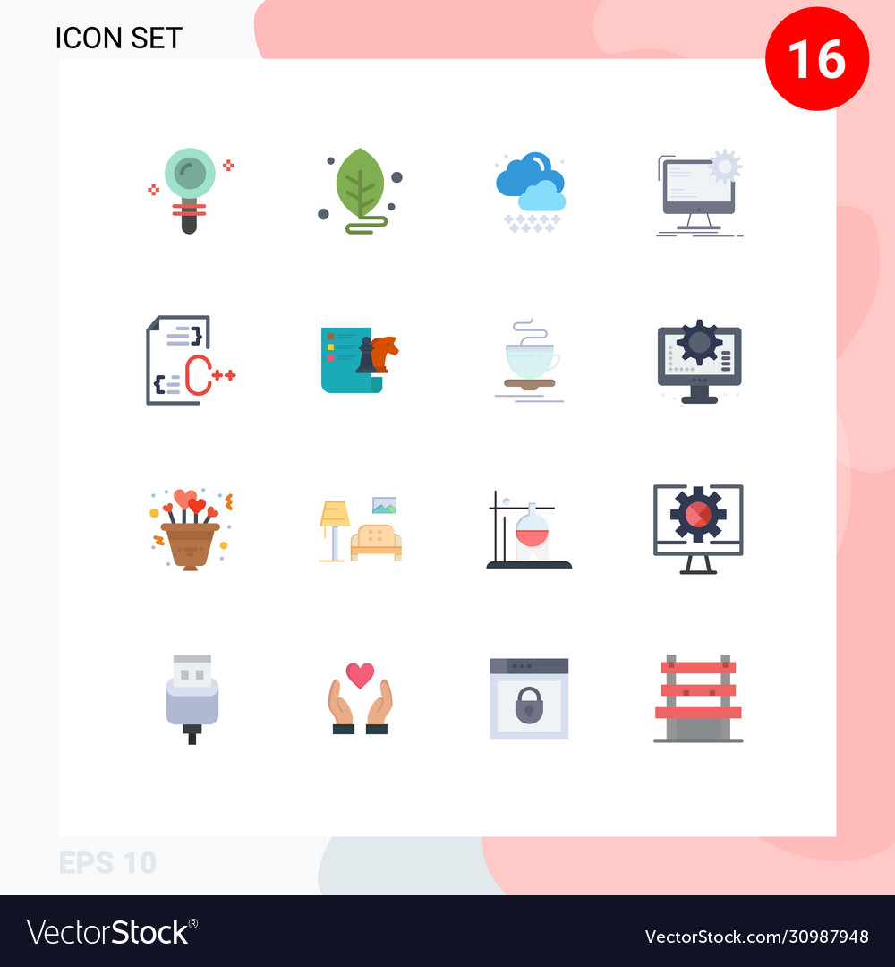 Set 16 flat colors on grid for coding static