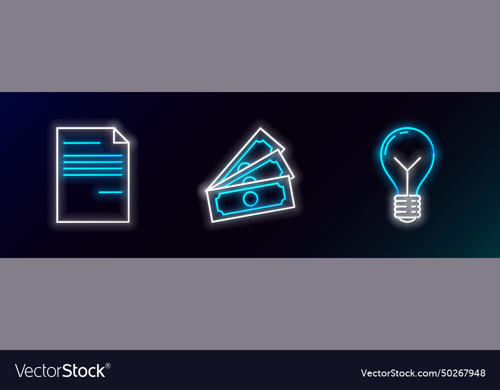 Set line light bulb with concept of idea document vector image Set line light bulb with concept of idea document