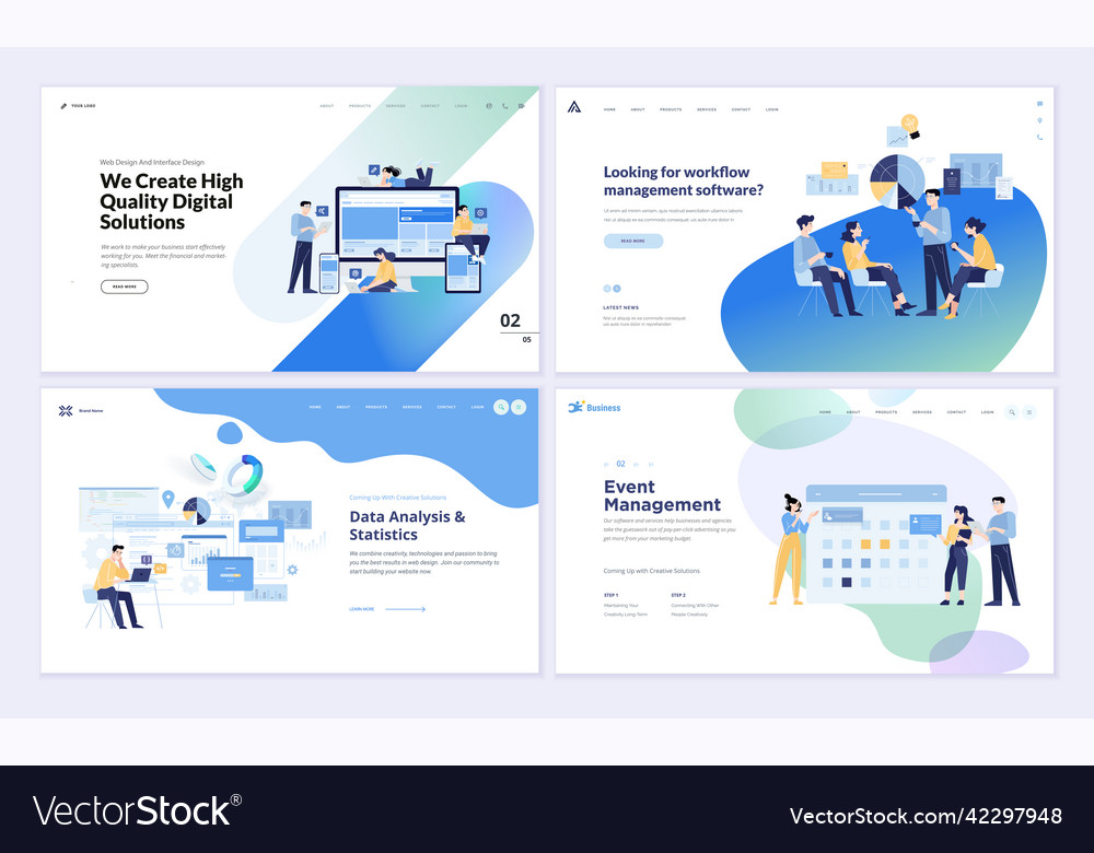 Set of web page design templates Royalty Free Vector Image