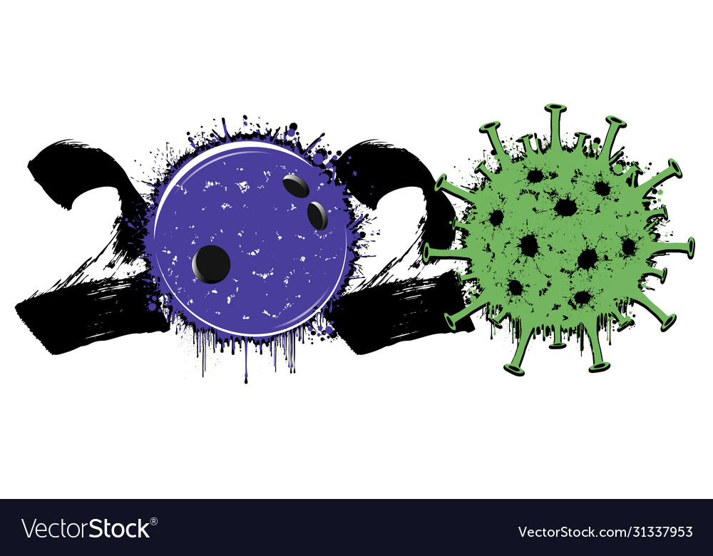 2020 and coronavirus sign with bowling ball Vector Image