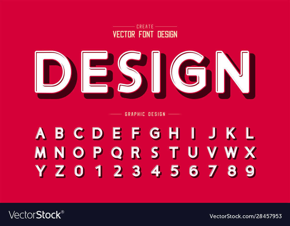 Black shadow font and round alphabet design Vector Image