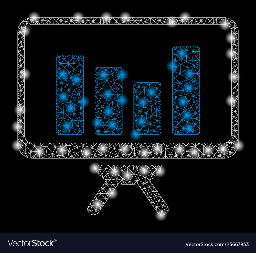 Bright mesh network bar chart monitoring vector image Bright mesh network bar chart monitoring