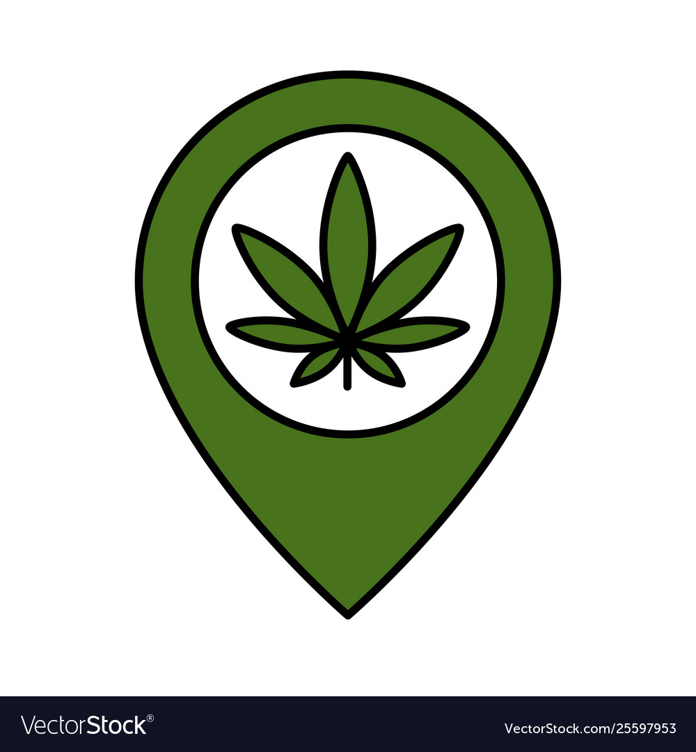 Cannabis Leaf and Map Pointer