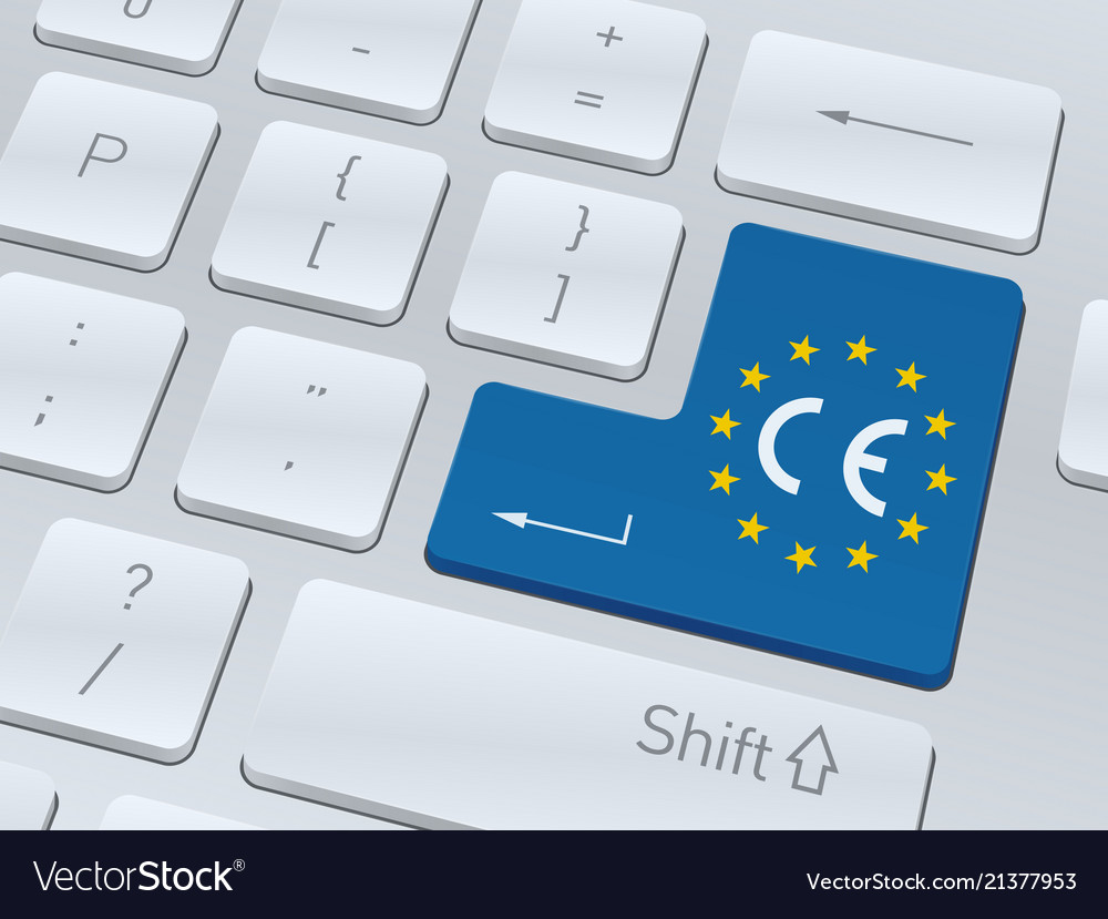 Ce mark on white computer keyboard