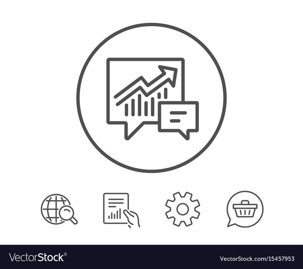 Chart line icon report graph in speech bubble