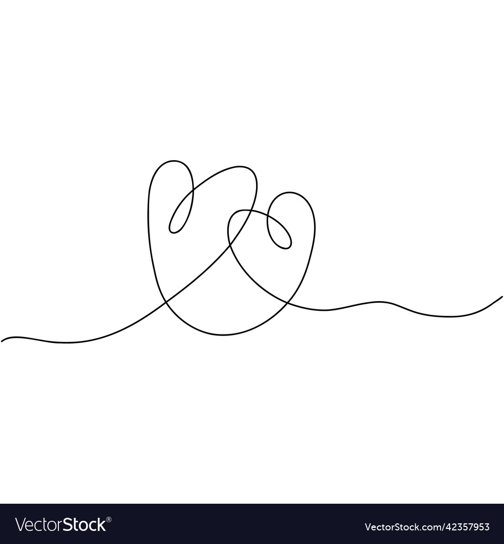 Continuous one line two hearts relationship