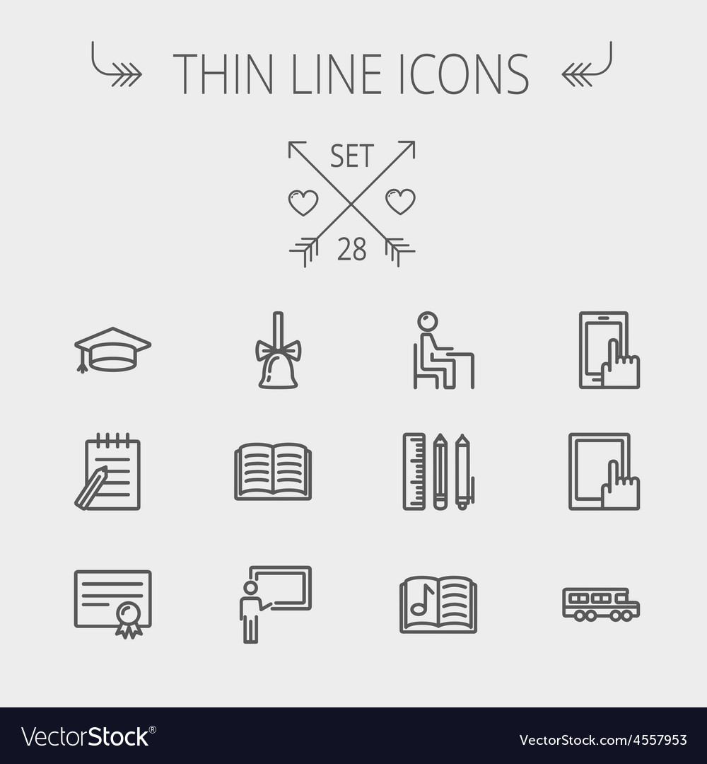 Education thin line icon set