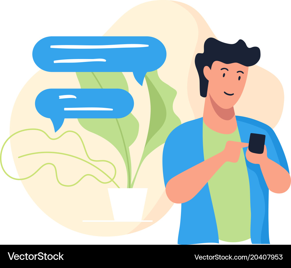 Guy with phone Royalty Free Vector Image - VectorStock