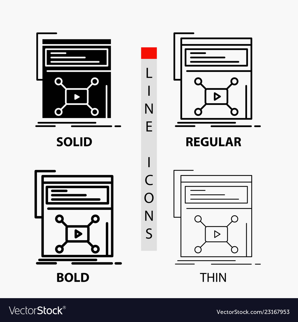 Marketing page video web website icon in thin vector image Marketing page video web website icon in thin