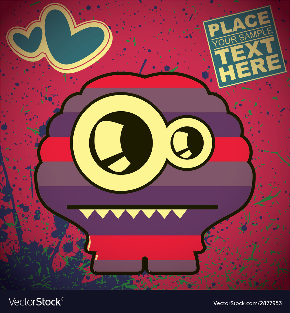 Monster on retro background Royalty Free Vector Image