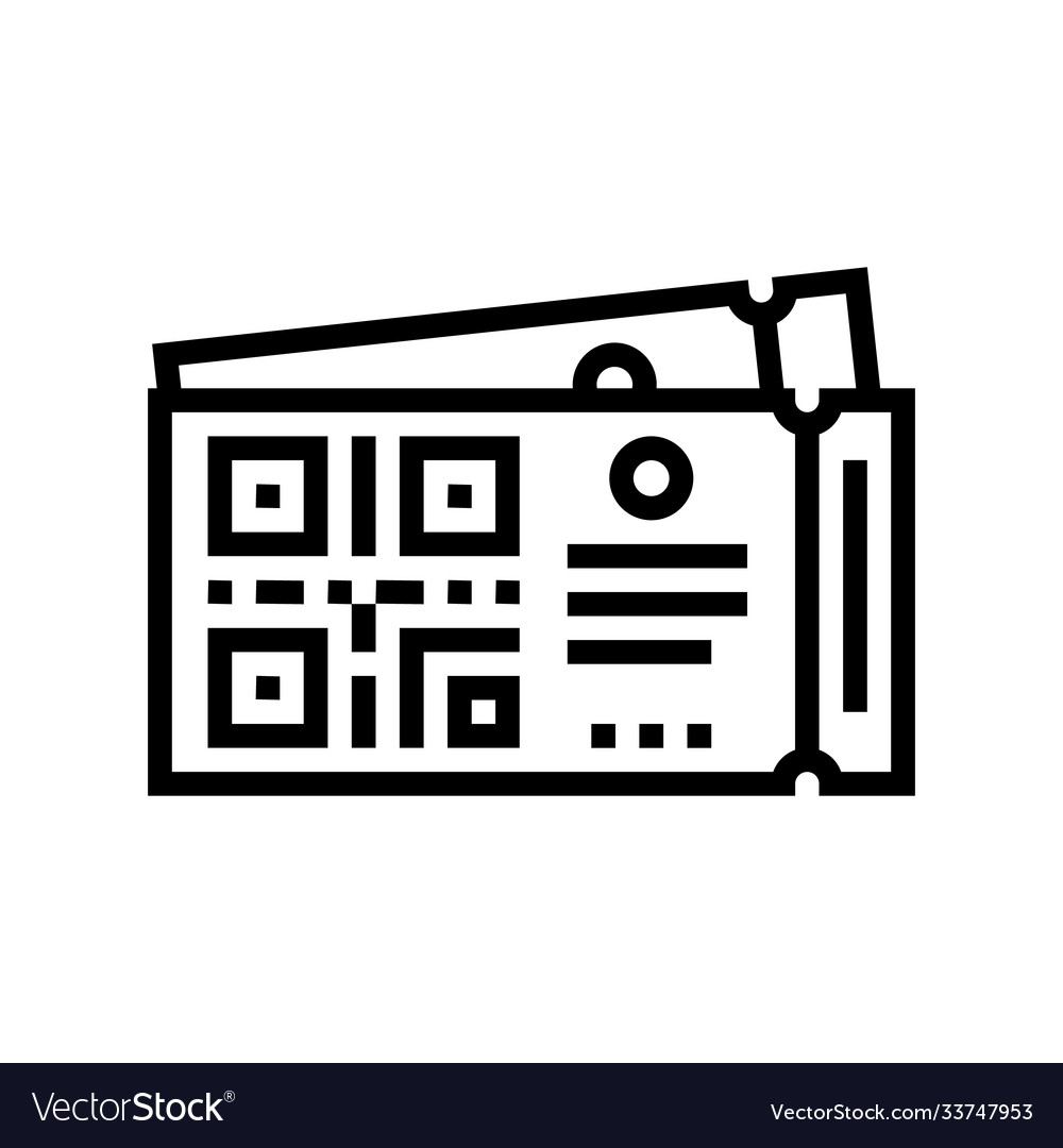 Qr code on cinema ticket line icon isolated Vector Image