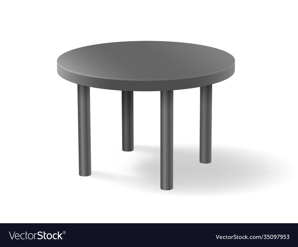 Realistic grey round table 3d object isolated