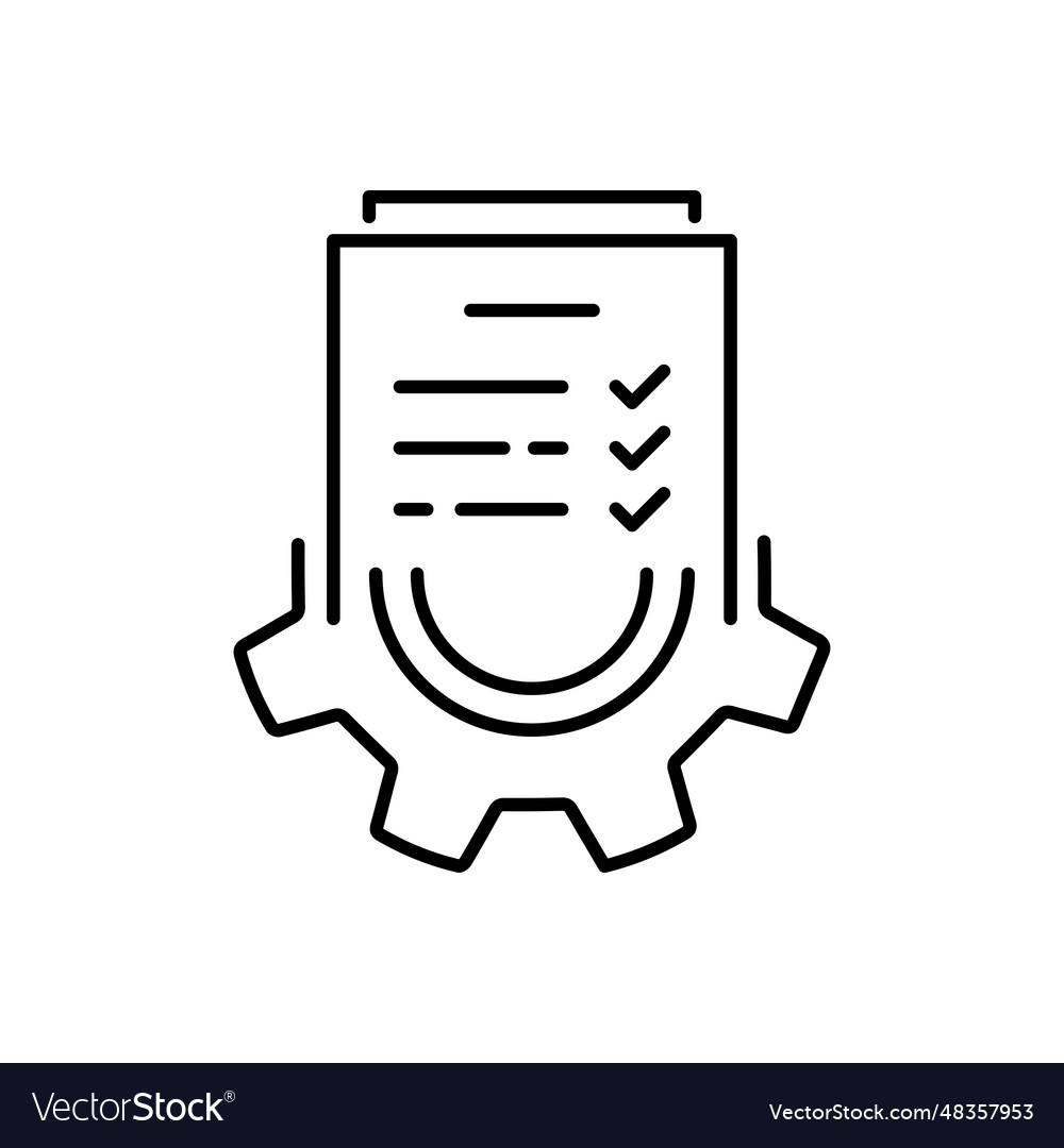 Thin line gear with doc like document flow icon vector image Thin line gear with doc like document flow icon