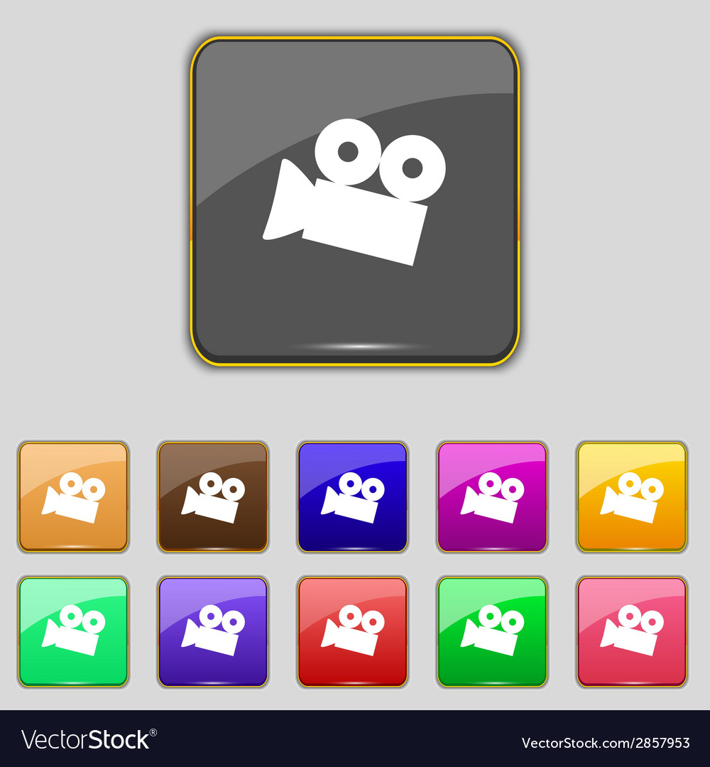 Video camera sign icon content button set