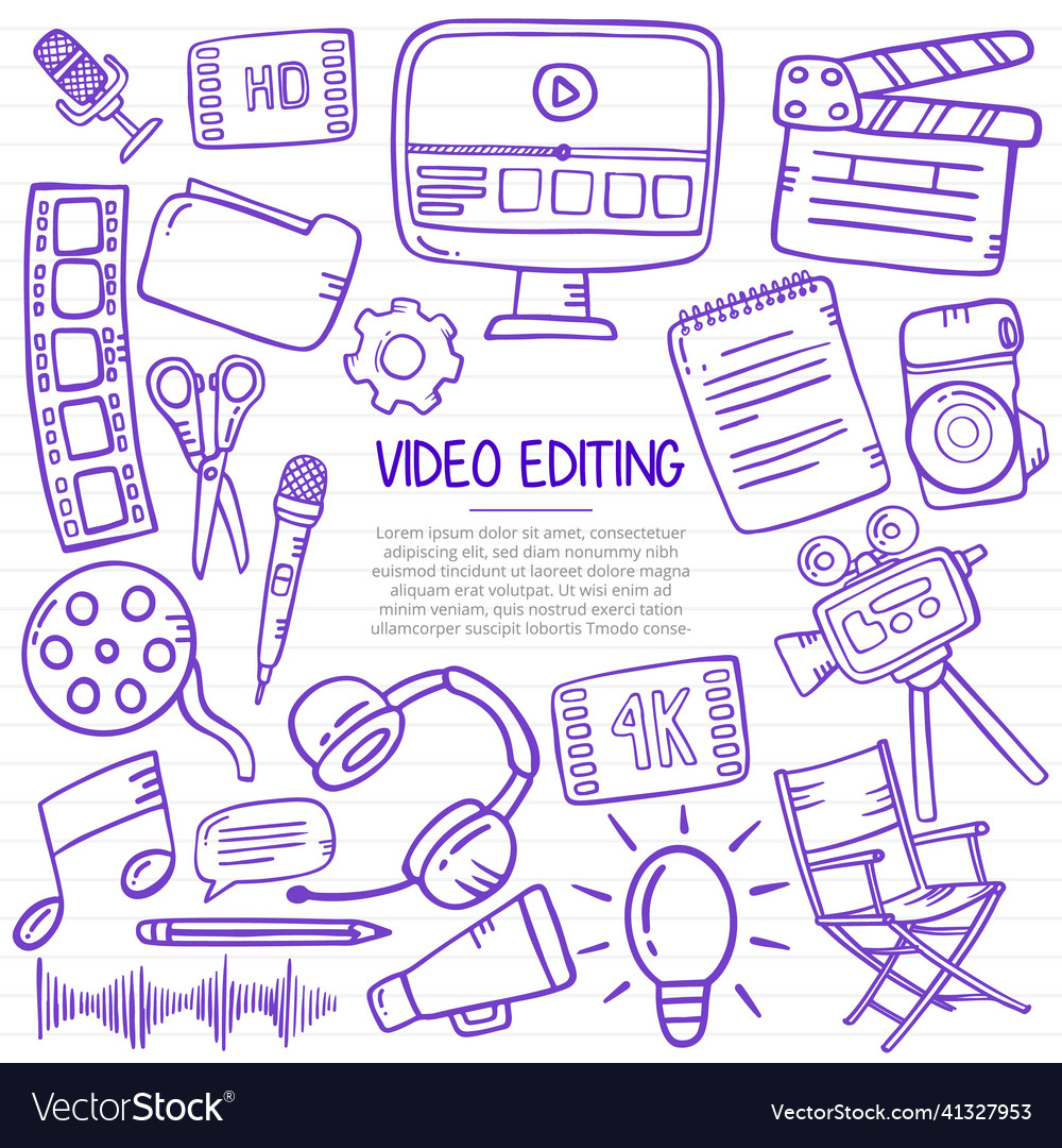 Video editing concept with doodle style