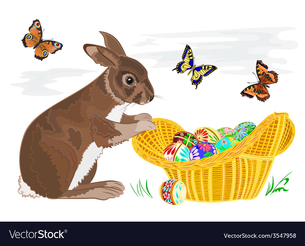 Bunny with easter eggs