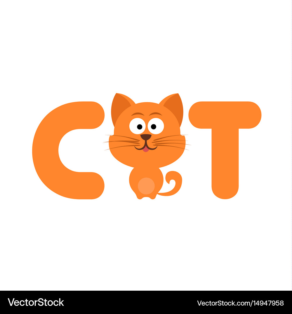 Cute cartoon cat with letters Royalty Free Vector Image