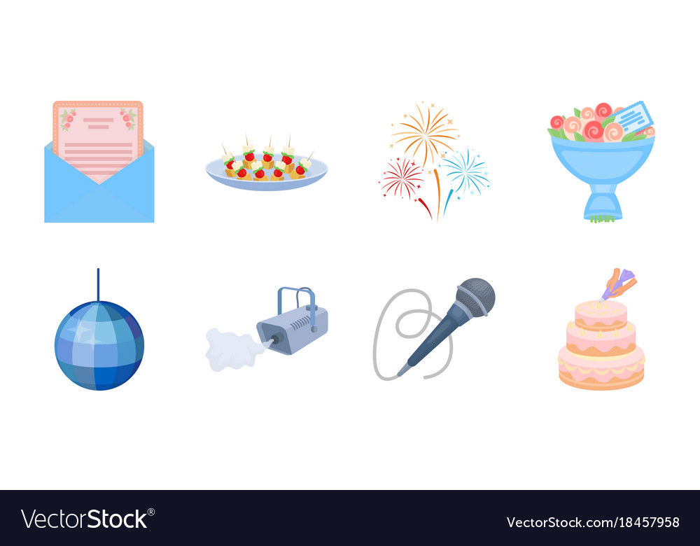 Event organisation icons in set collection
