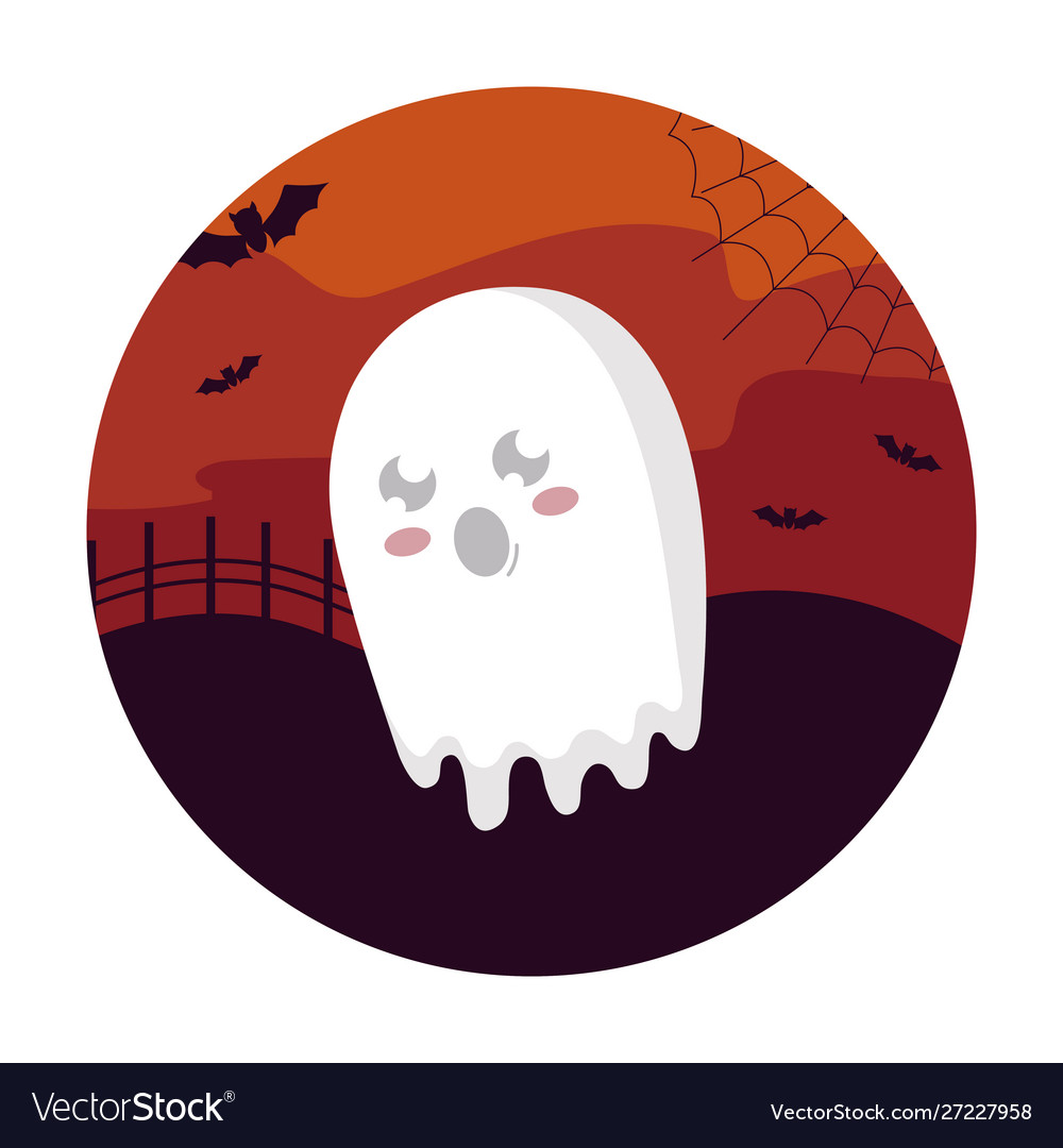 Ghosts mysteries over halloween scene Royalty Free Vector