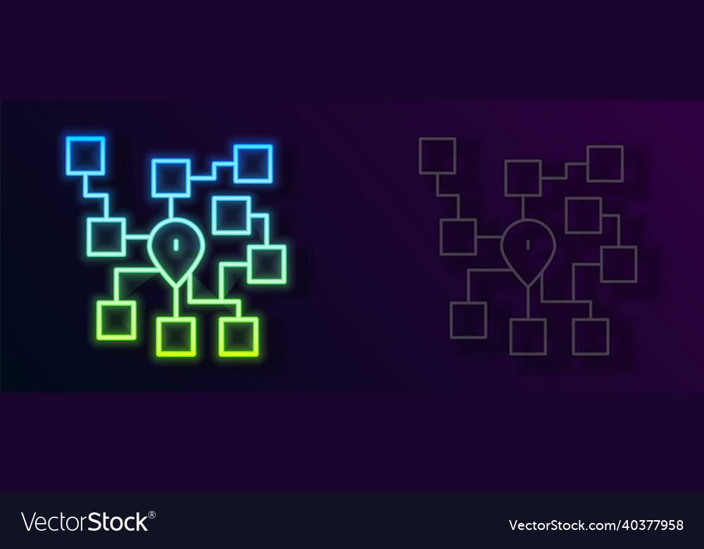 Glowing neon line neural network icon isolated Vector Image Glowing neon line neural network icon isolated
