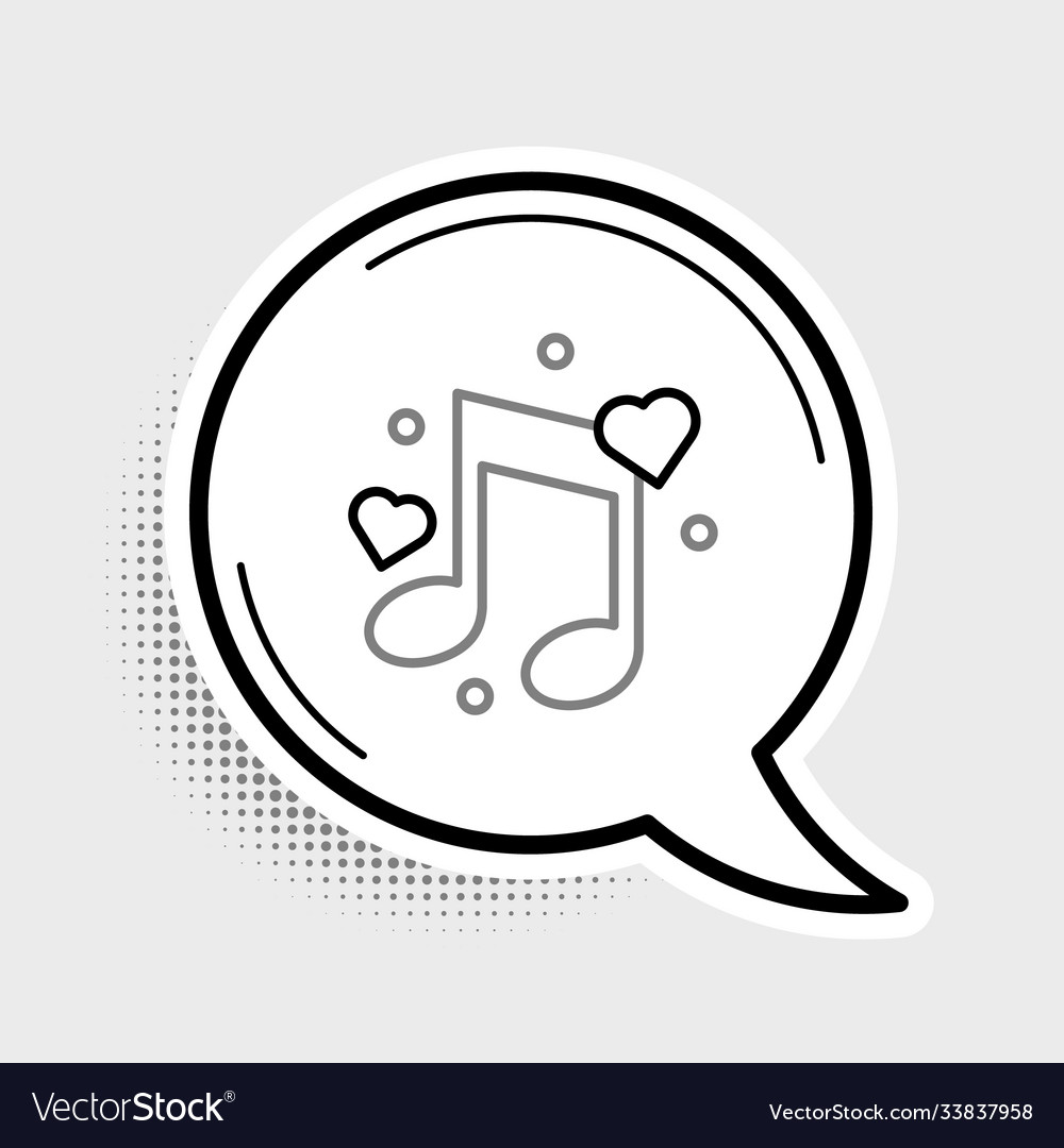 Line Music Note Tone With Hearts Icon Isolated On Vector Image