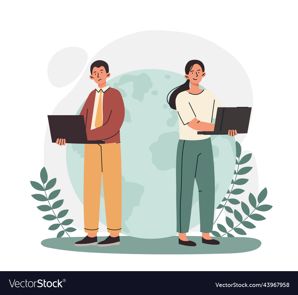 Man and woman with laptop