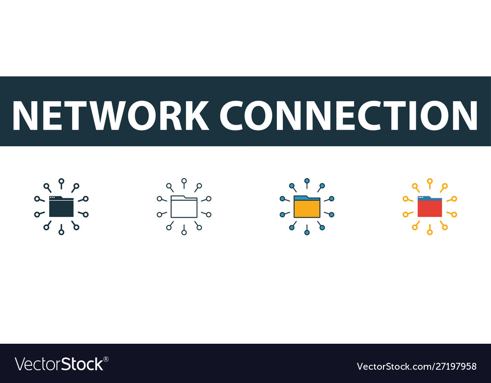 Network connection icon set four simple symbols vector image Network connection icon set four simple symbols