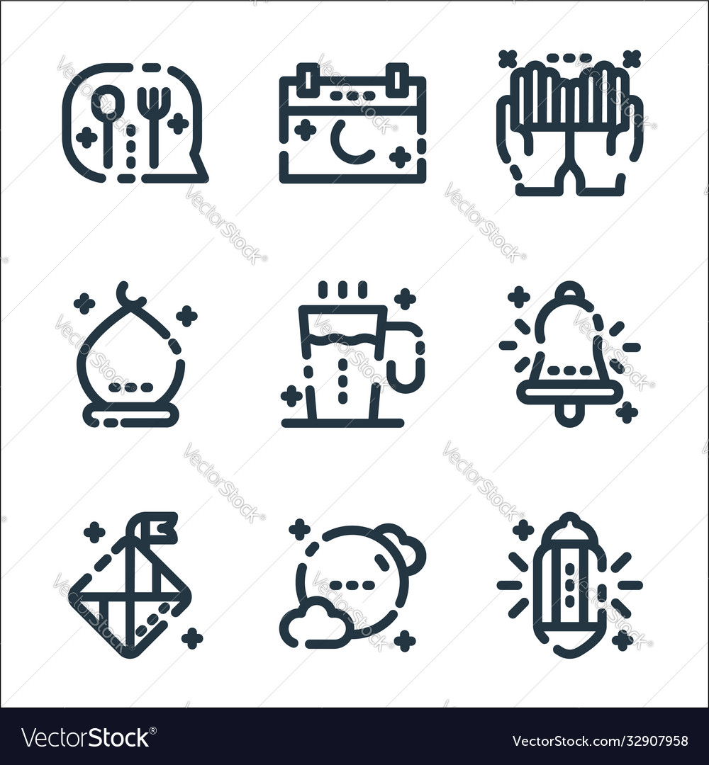 Ramadan kareem line icons linear set quality