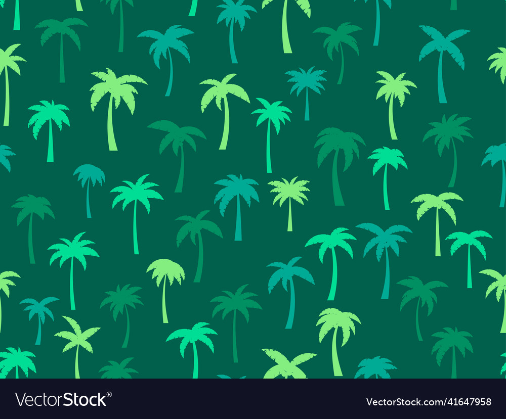 Seamless pattern with palm trees green color